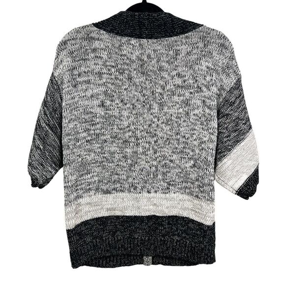 Additions by Chico’s Cardigan Sweater 3/4 Sleeve Snap Button Black White Women 2 - Picture 5 of 6